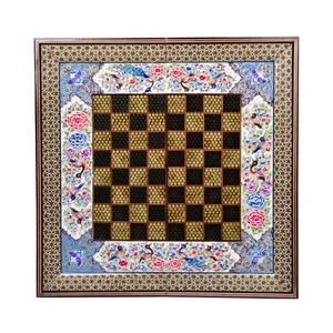 صفحه شطرنج خاتم کاری مدل گل و مرغ کد pp50