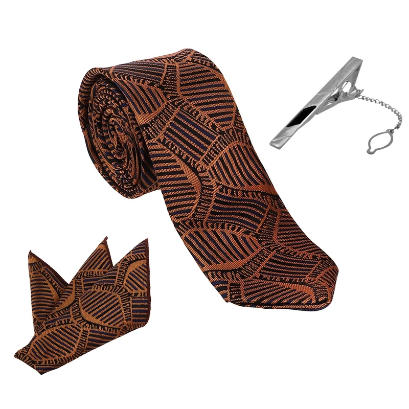 ست کراوات و دستمال جیب و گیره کراوات مردانه مدل نیوفشن کد 126