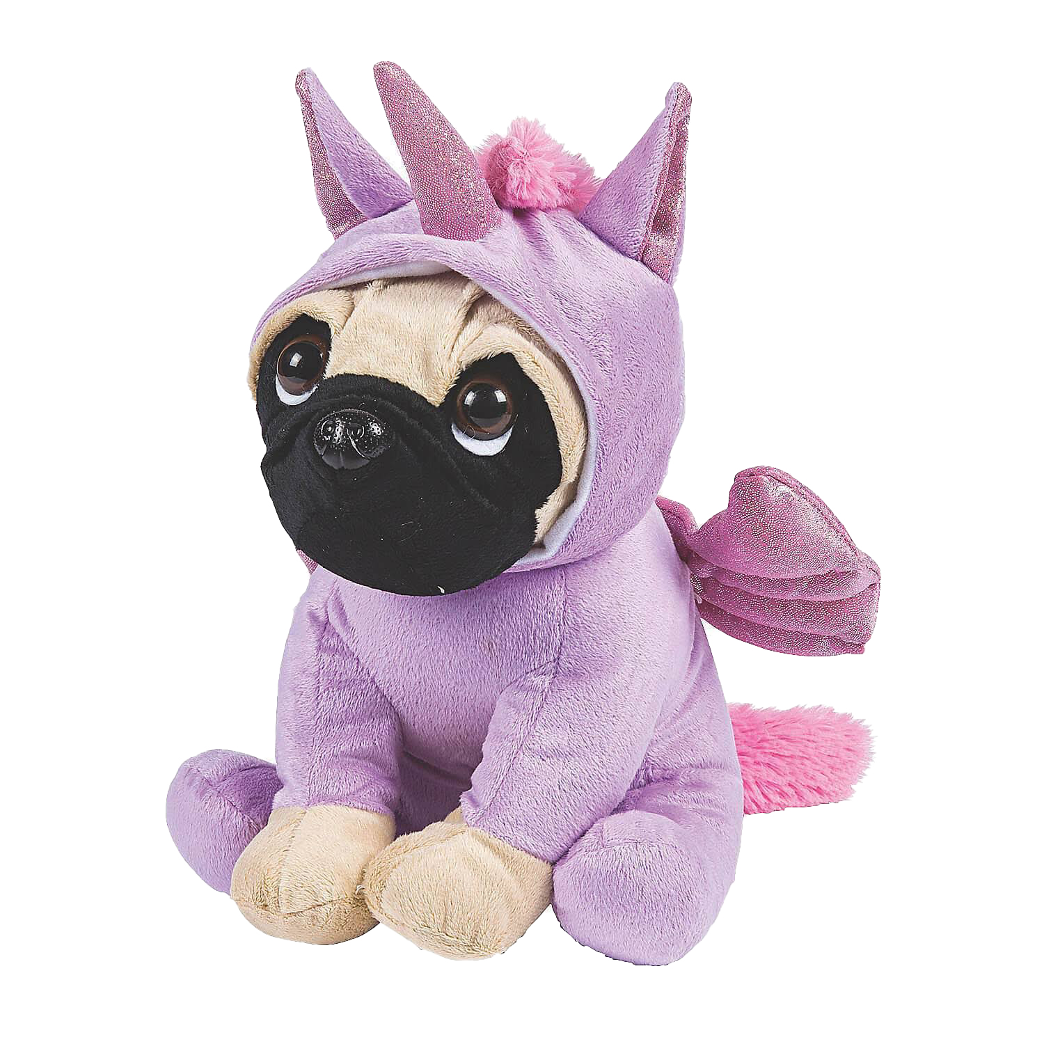 عروسک طرح سگ پاگ مدل Pug Dog in Unicorn Costumes کد SZ13/1110 ارتفاع 27 سانتی‌متر