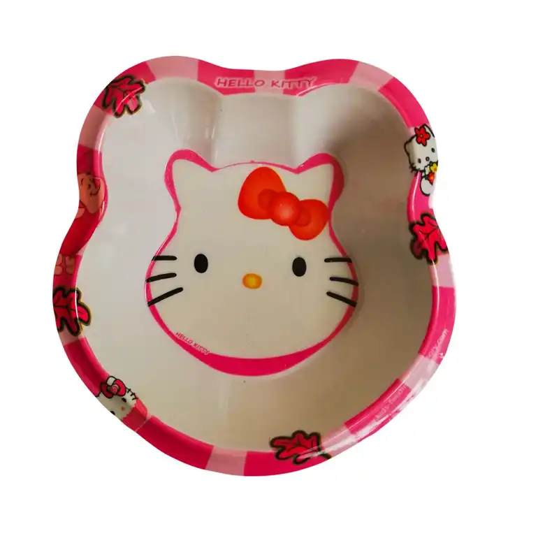 ظرف غذای کودک مدل گربه به همراه لیوان نی دار