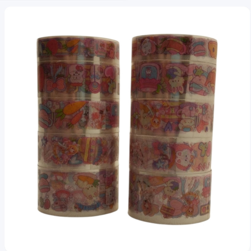 چسب نواری مدل خرگوش و دختر عرض 3 سانتی متر مجموعه 10 عددی