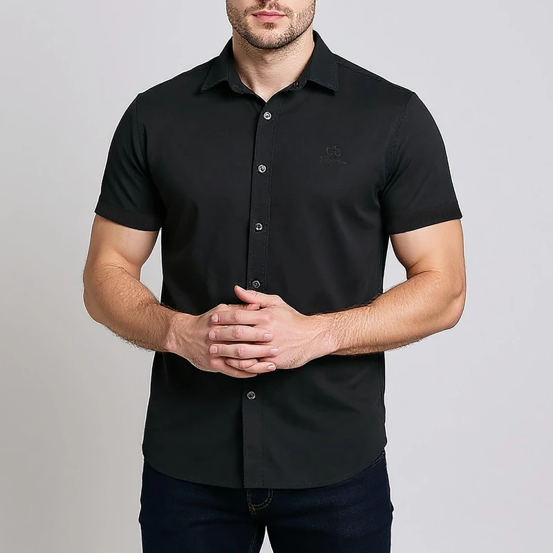 پیراهن آستین کوتاه یقه برگردان مردانه مدل مدل JAZB