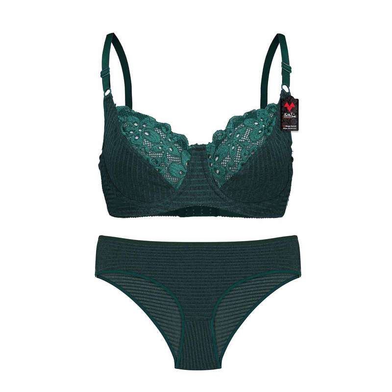 ست شورت و سوتین زنانه شباهنگ مدل MATCH رنگ یشمی