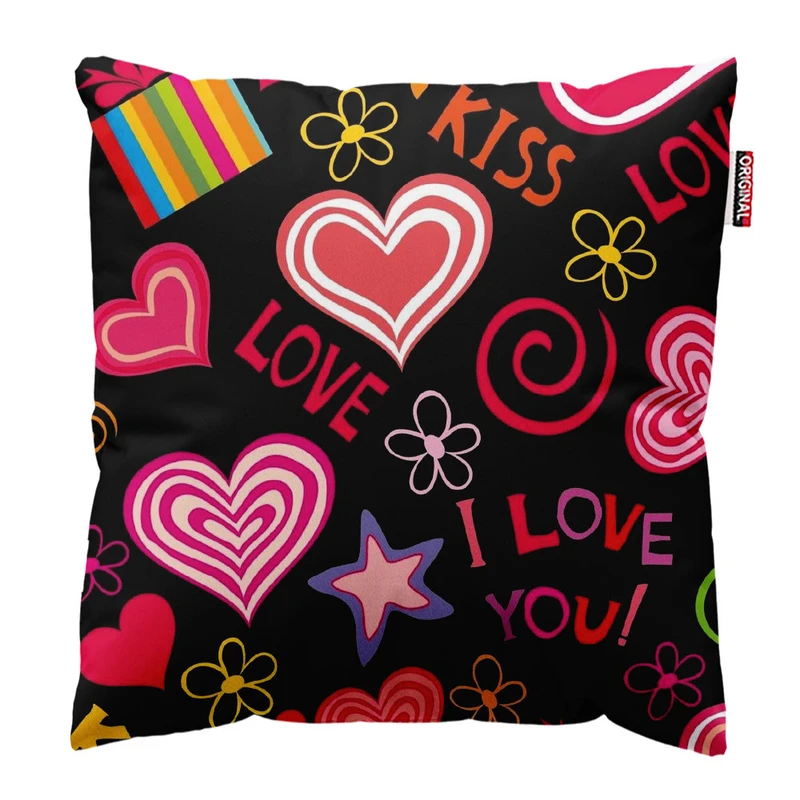 کوسن پاد آفرین طرح قلب و عشق کد 4993 سایز 30*30 سانتی متر