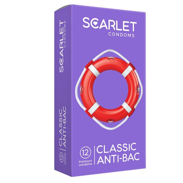  کاندوم اسکارلت مدل CLASSIC ANTI-BAC بسته ۱۲ عددی  -  - 1
