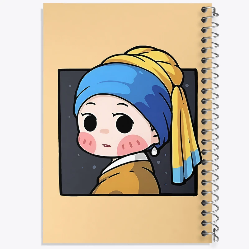 دفتر مشق 100 برگ خندالو طرح دختری با گوشواره مروارید کد F6869