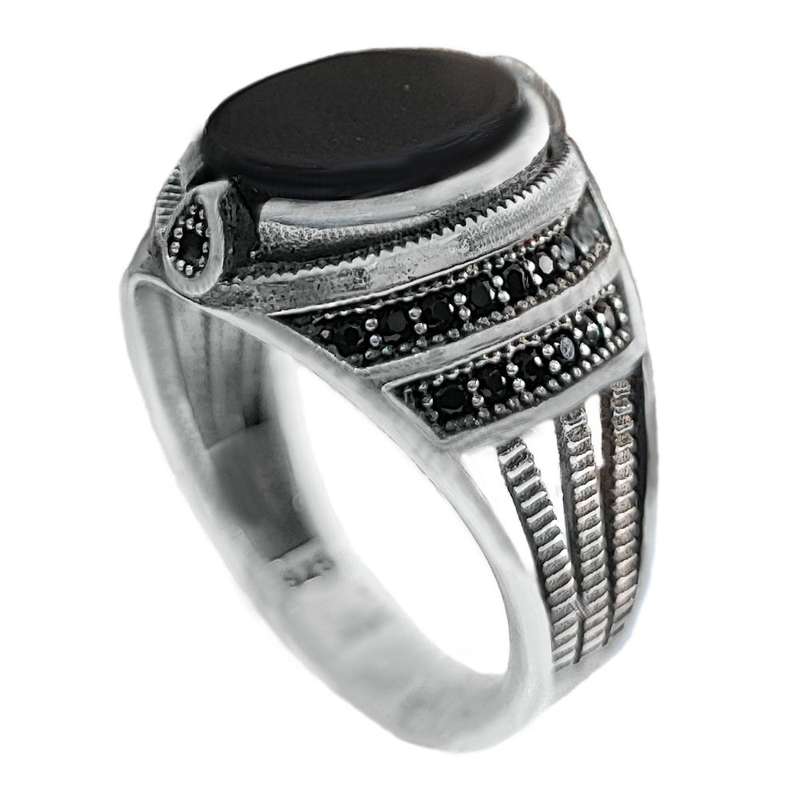 انگشتر نقره مردانه مدل عقیق MS9045