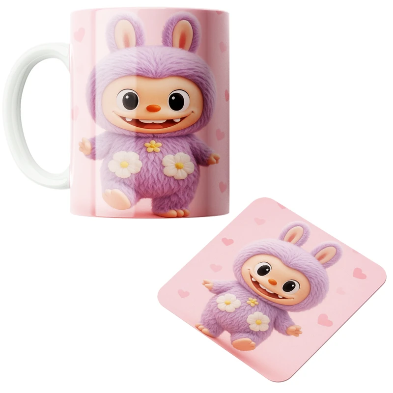 ماگ پاد آفرین مدل لبوبو کد z198 به همراه زیر لیوانی