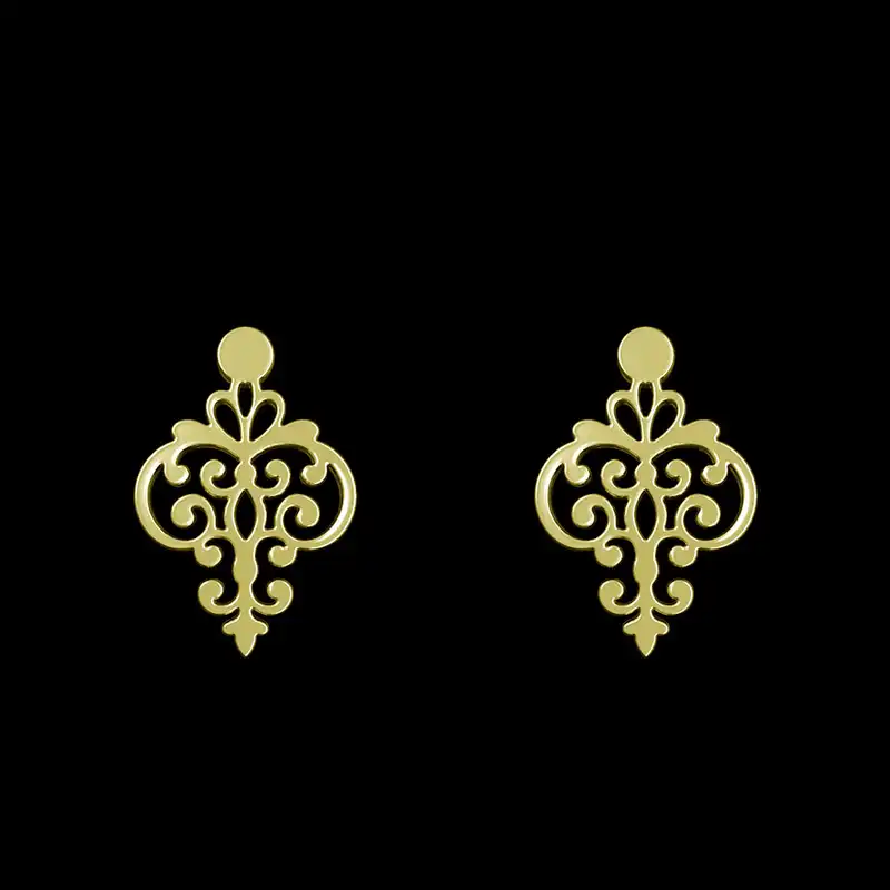 گوشواره طلا 18 عیار زنانه مدوپد مدل اسلیمی کد GA1-15242