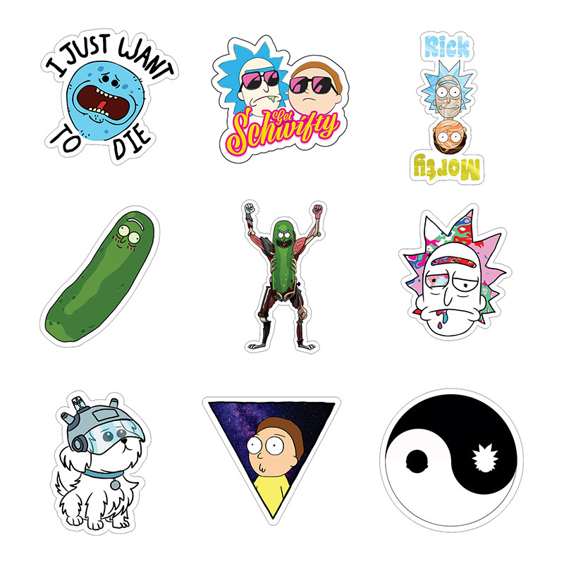 استیکر لپ تاپ توییجین و موییجین طرح Rick &amp; Morty کد 04 مجموعه 9 عددی