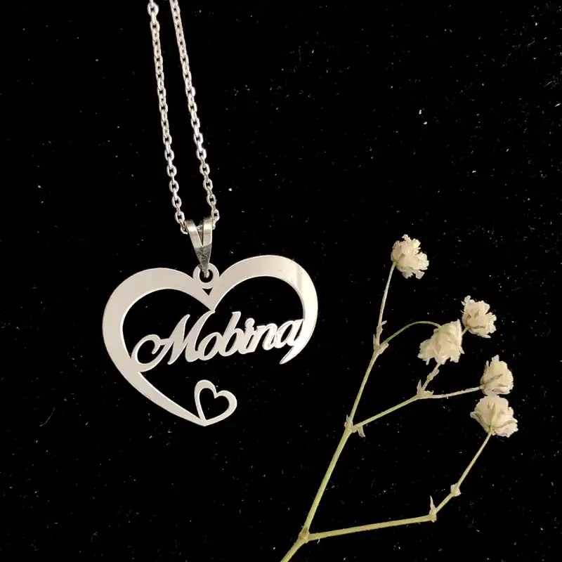 گردنبند نقره زنانه مدل مبینا در قلب کد A-45