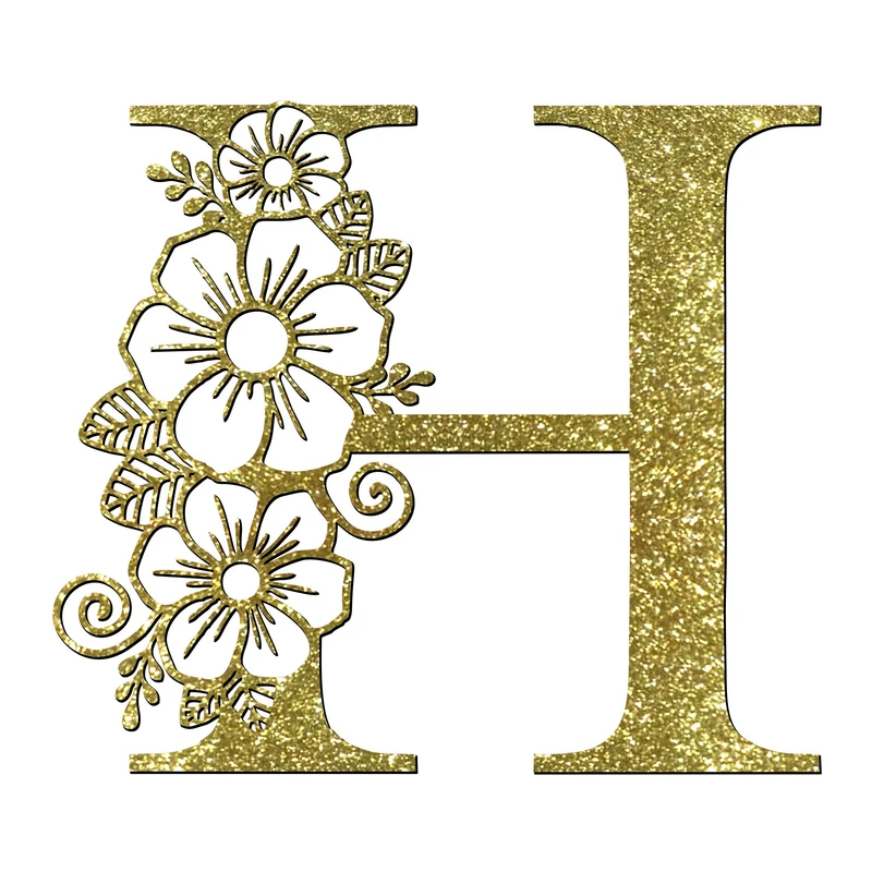 استیکر مدل چوبی طرح حروف لاتین گل دار کد HGOL-T-H