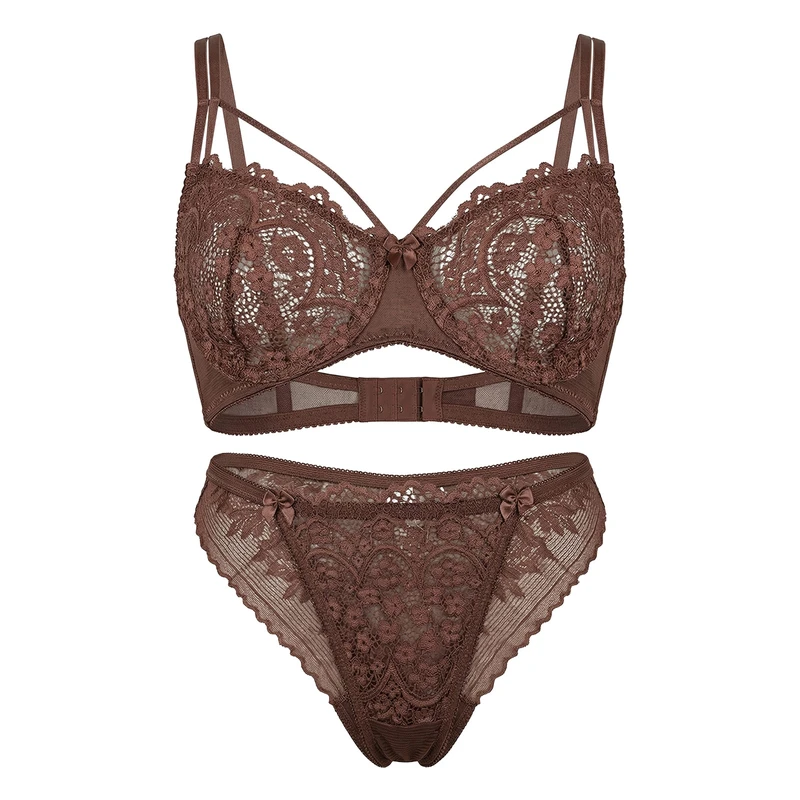 ست شورت و سوتین زنانه بارون مدل دانتل گل دار کد K2