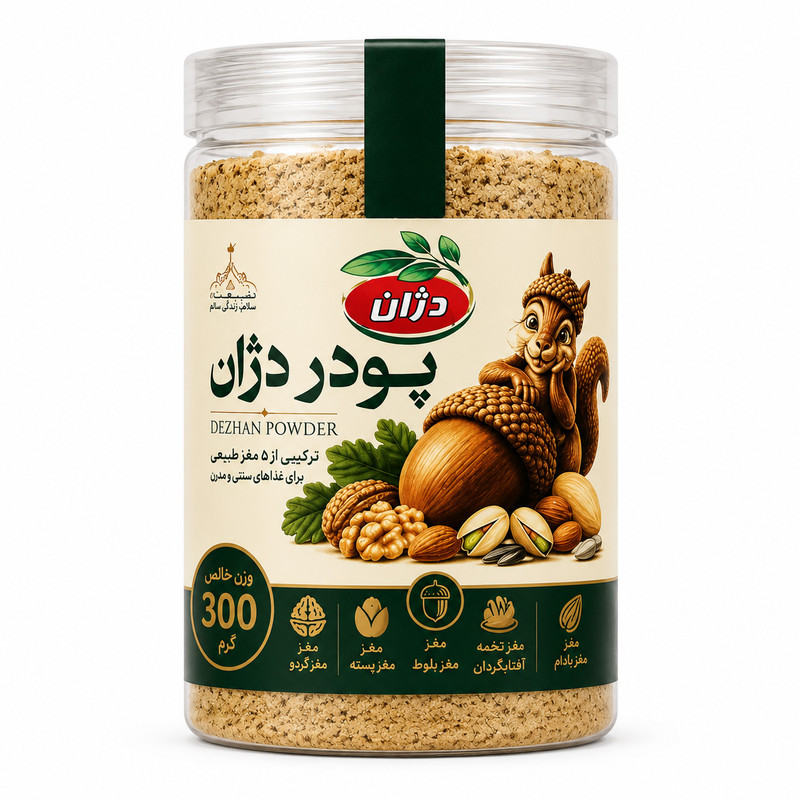 پودر مغز بادام و بلوط و گردو و پسته و تخمه آفتابگردان دژان - 300 گرم