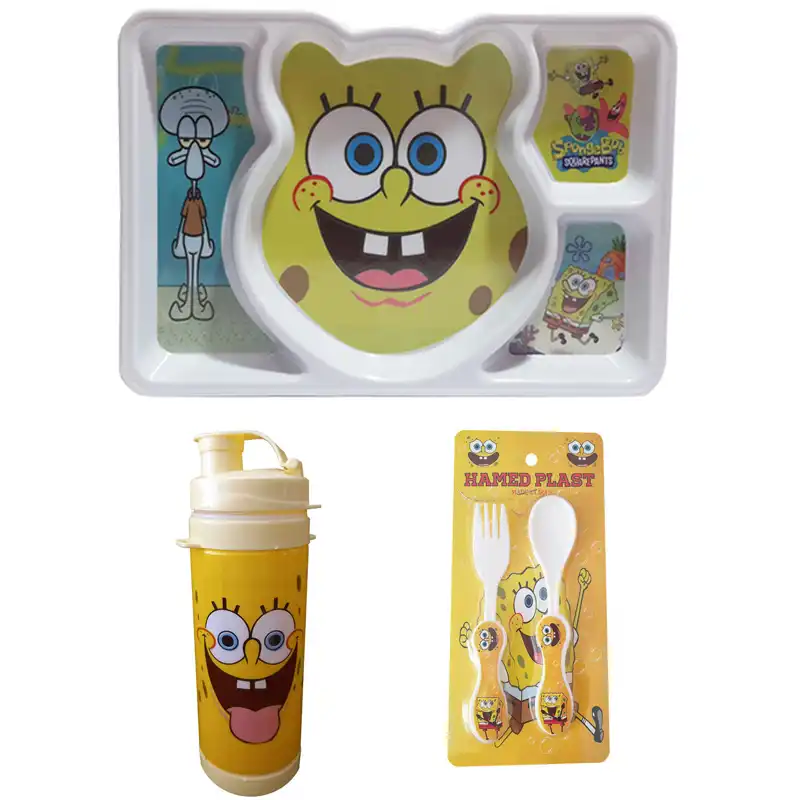 سرویس غذا خوری کودک  4 پارچه طرح باب اسفنجی کد Rbay4
