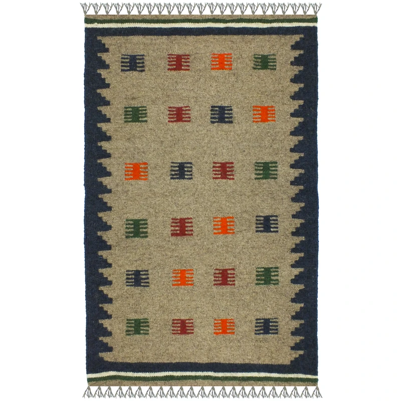 گلیم دستبافت یک متر مدل پادری شیراز کد 1706 زمینه الوان