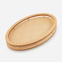 سینی بدون دسته مدل بیضی طرح سبد سایز&nbsp;36x24 سانتی متر