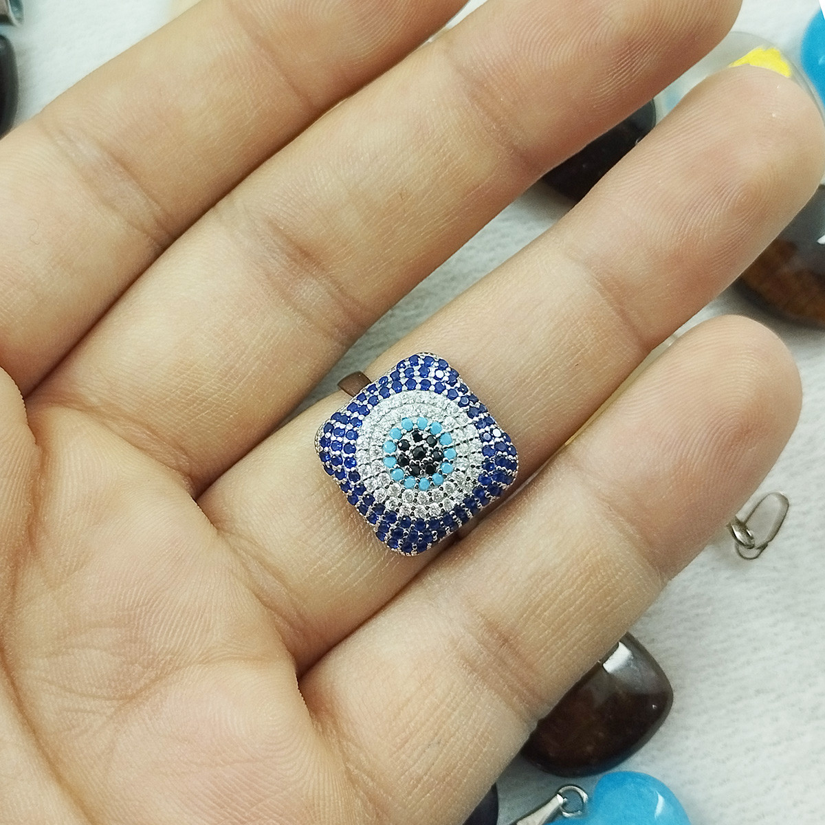 نیم ست نقره زنانه سلین کالا مدل چشم نظر Pc2-13