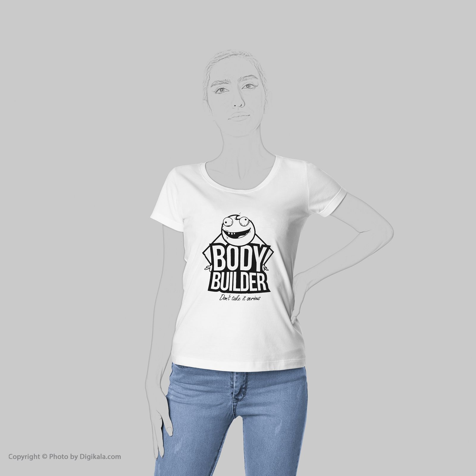 تی شرت زنانه به رسم طرح استیکر کد 5513 -  - 6