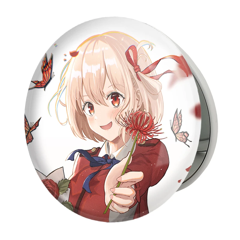 آینه جیبی خندالو طرح چیساتو انیمه لیکوریس ریکویل Lycoris Recoil مدل تاشو کد 23005 