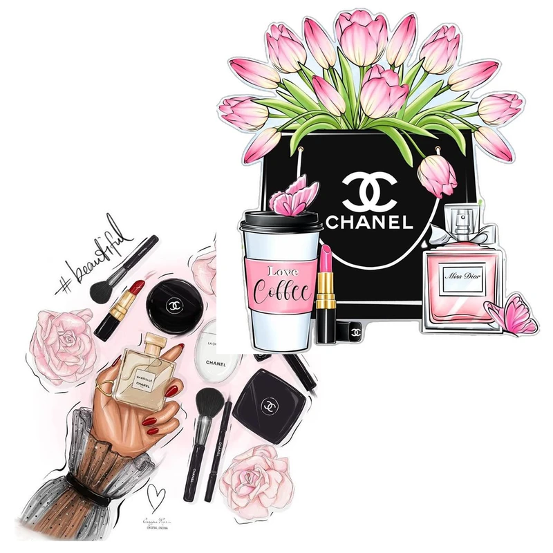 استیکر لپتاب و گوشی مدل لوازم دخترونه کد 550 مجموعه 2 عددی