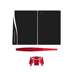 برچسب کنسول و دسته بازی PS5 ماهوت مدل Matte_Black_Matte_Warm_Red