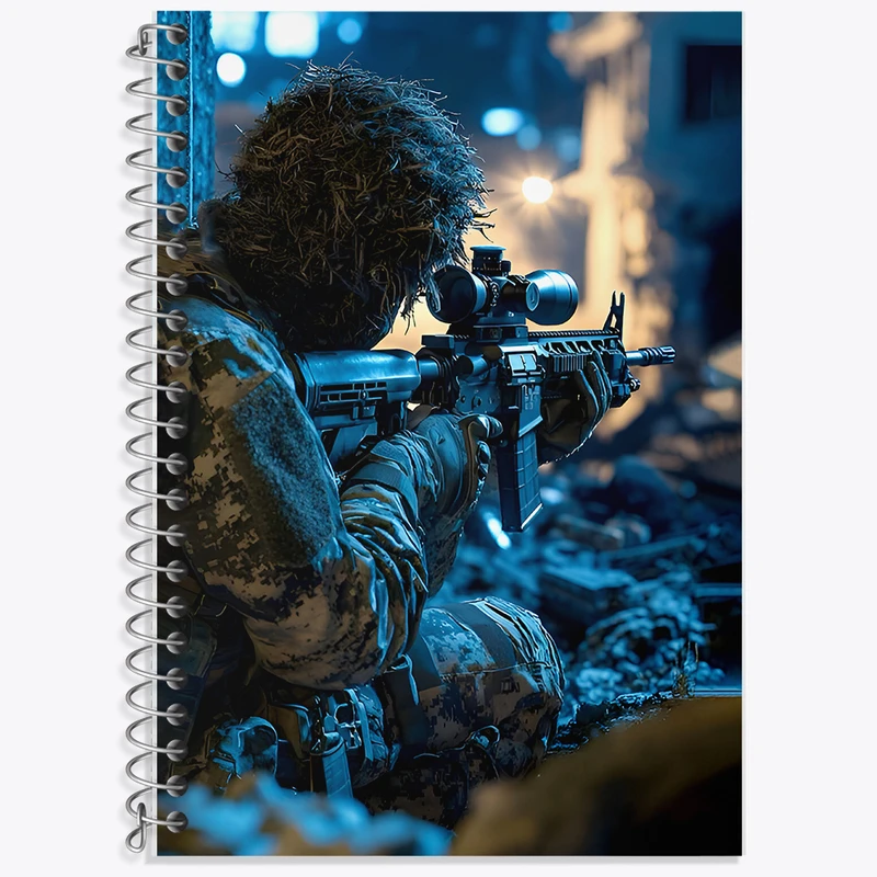 دفتر زبان 50 برگ خندالو مدل سه خط طرح تک تیرانداز کد F7819