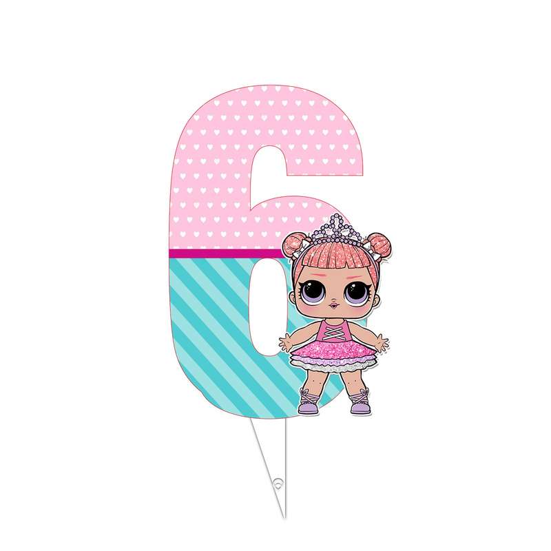 تاپر تولد طرح عدد 6 مدل ال و ال سورپرایز کد 09