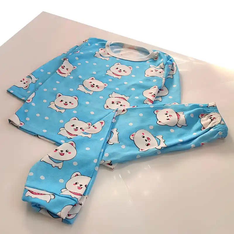 ست تی شرت و شلوار بچگانه مدل پیشی کد 4004 رنگ آبی