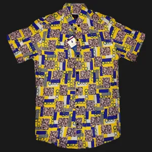 پیراهن آستین کوتاه مردانه مدل هاوایی کد D1005