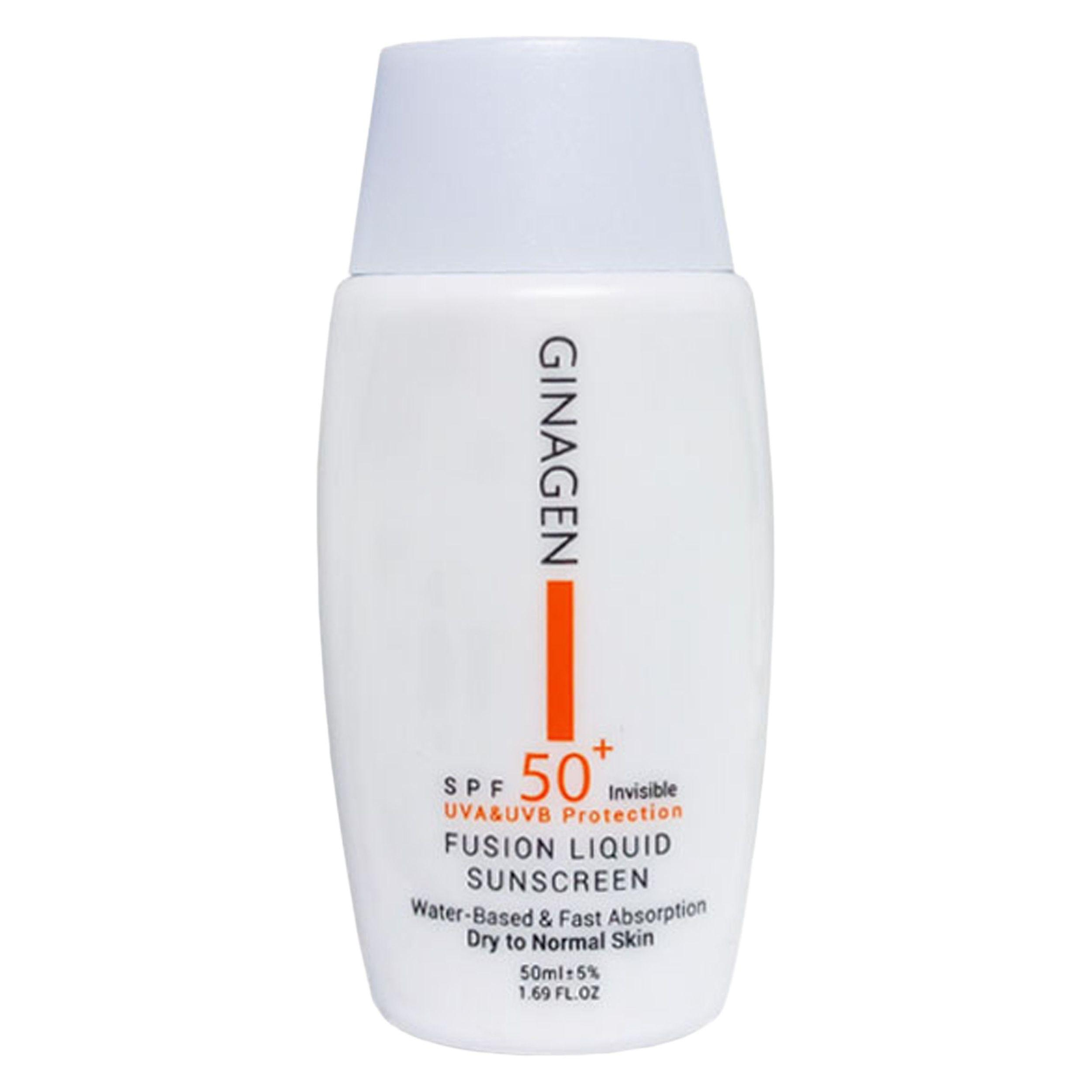 کرم ضد آفتاب بدون رنگ ژیناژن SPF 50 مدل 00 مناسب پوست‌های خشک  و معمولی حجم 50 میلی‌لیتر