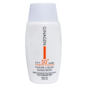کرم ضد آفتاب بدون رنگ ژیناژن SPF 50 مدل LIQUID ‌مناسب پوست‌های خشک  و معمولی حجم 50 میلی‌لیتر