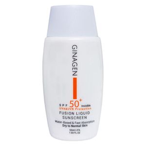 کرم ضد آفتاب بدون رنگ ژیناژن SPF 50 مدل 00 مناسب پوستهای خشک و معمولی حجم 50 میلیلیتر