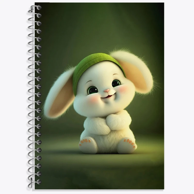 دفتر زبان 50 برگ خندالو مدل دو خط طرح خرگوش کیوت کد F5681