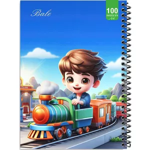 دفتر نقاشی 100 برگ بله طرح فانتزی پسرانه راننده قطار کد A4-N444