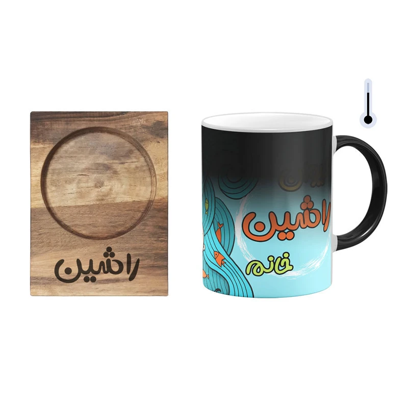 ماگ حرارتی گالری وبفر طرح پری دریایی مدل راشین به همراه زیرلیوانی