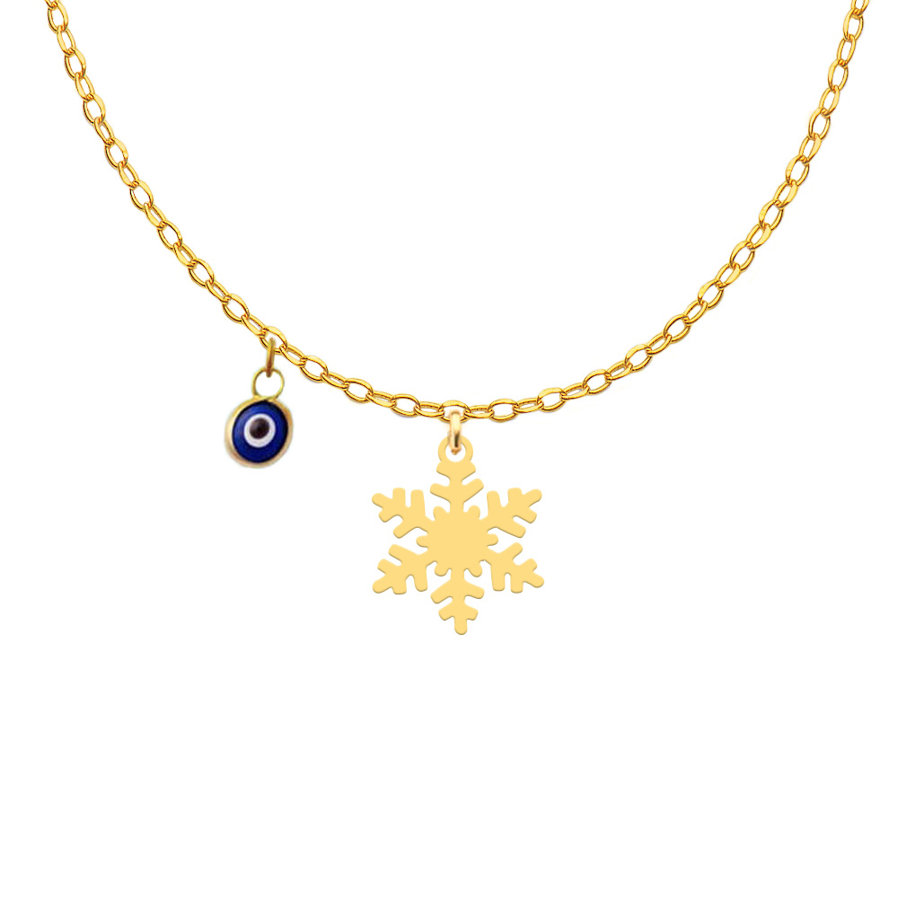 گردنبند طلا 18عیار دخترانه کرابو طرح دونه برف مدل Kr11026