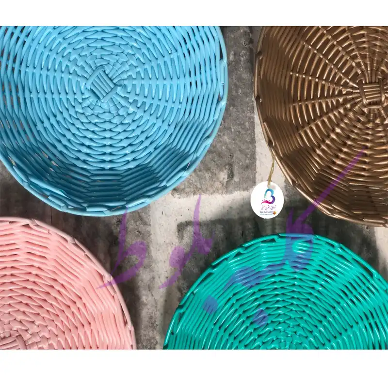 سبد حصیر بافی کلبه بلوط مدل ترمه مجموعه 3 عددی