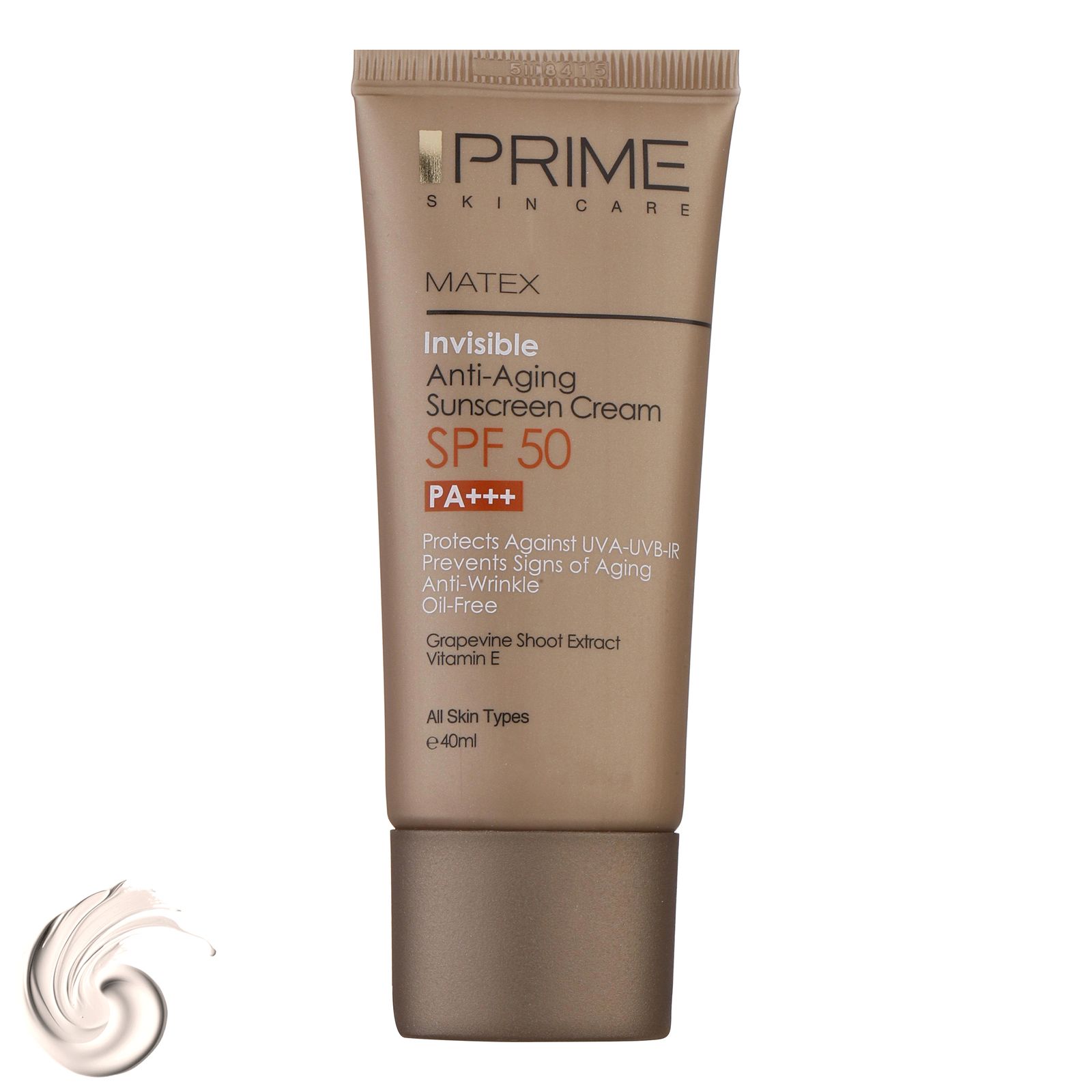 کرم ضدآفتاب بدون رنگ پرایم مدل Anti Aging SPF50، حجم 40 میلی‌لیتر -  - 1