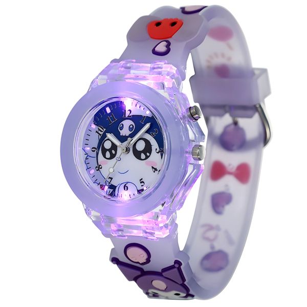 ساعت مچی عقربهای کوارتز بچگانه مدل بند سیلیکونی چراغدار طرح کرومی