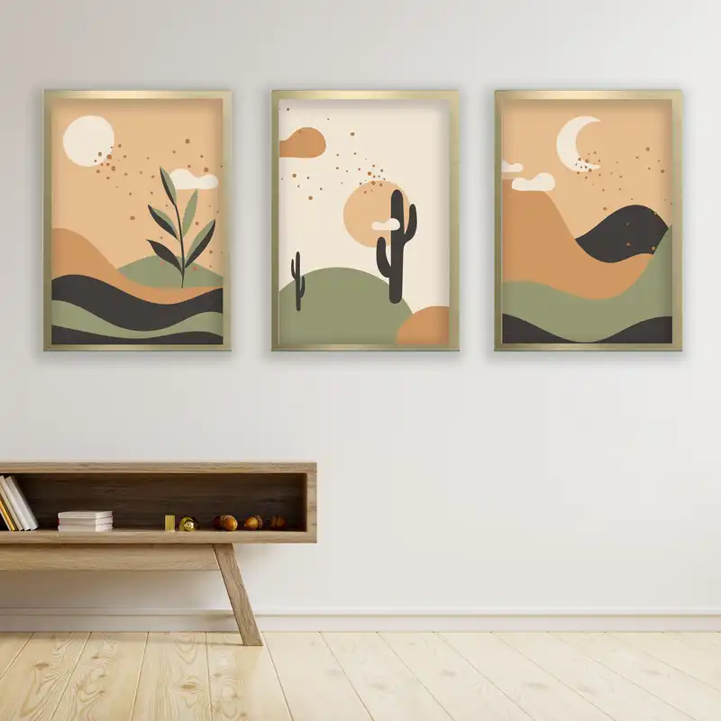 تابلو مدل مینیمال دکوراتیو کد LA-G30155 مجموعه 3 عددی