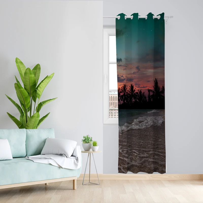 پرده طرح دریا مدل مخمل پانچی کد L 1361R Z سایز 140x200 سانتی متر