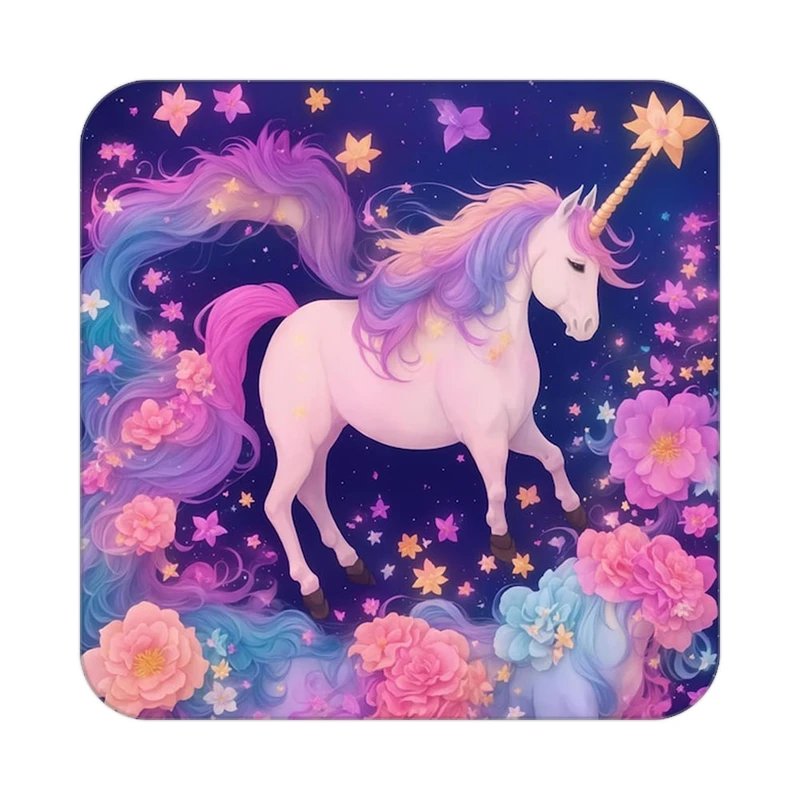 زیر لیوانی کاکتی طرح اسب تک شاخ و یونیکورن مدل mp33323