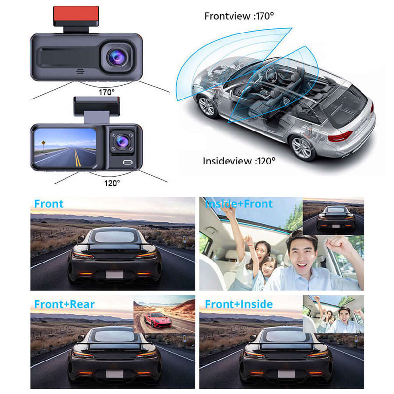 دوربین ثبت وقایع خودرو مدل 3 لنز DVR-XC800-WiFi به همراه دوربین دنده عقب