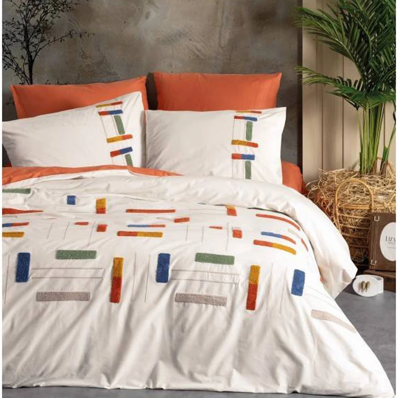 سرویس روتختی کاتن باکس مدل Puff Nakisli Katy Tarcin دو نفره 6 تکه