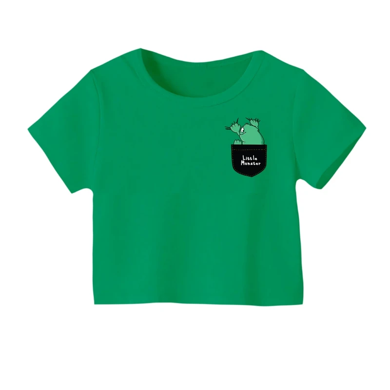 کراپ‌ تی‌شرت آستین کوتاه زنانه مدل قهرمان کوچک