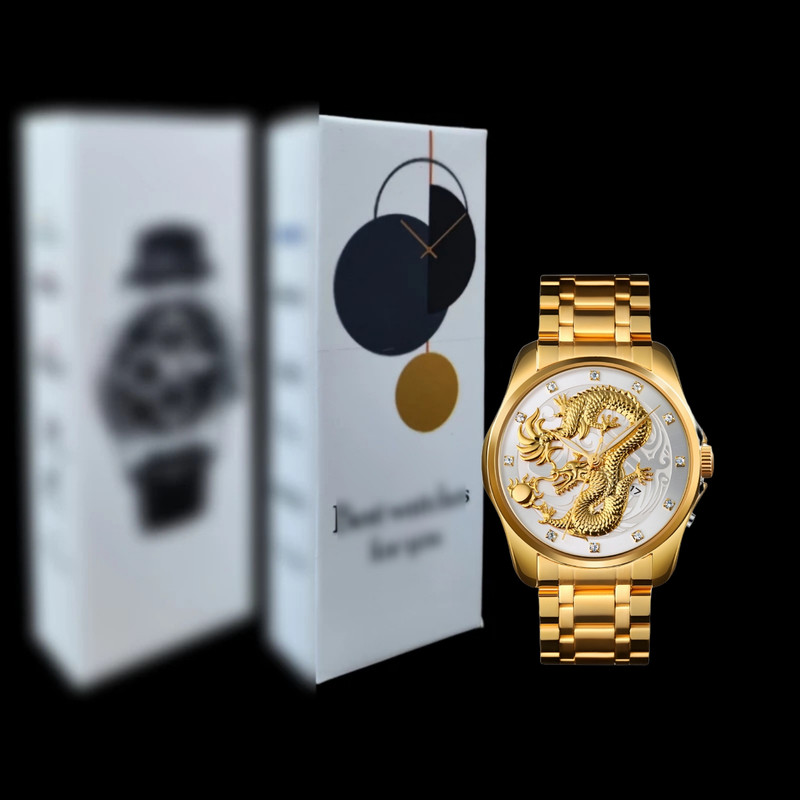 ساعت مچی عقربه‌ای مردانه مدل دراگون اژدها تک موتوره بند استیل کد 2