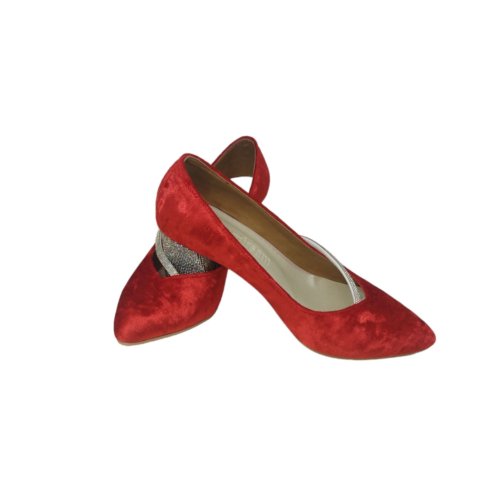 کفش زنانه مدل ZPOM 06 مخمل نگین دار رنگ قرمز -  - 6