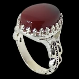 انگشتر نقره مردانه مدل سنگ عقیق رضوی رکاب صفوی کد 4009