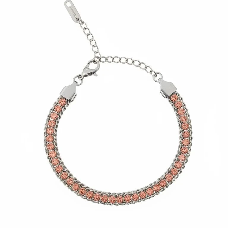 دستبند زنجیری زنانه مدل نگین دار